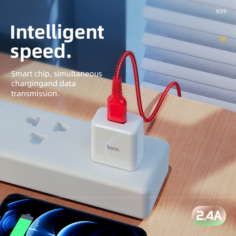 HOCO USB laidas iPhone kabinai 11 12 13 Pro Max X Xs Max XR 8 ipad2 mini 2.4A greito įkrovimo laidai telefono įkroviklis Wire Data Sync