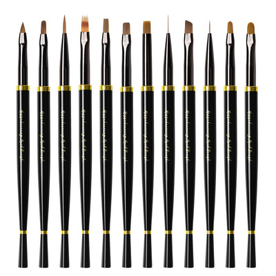Crni kist za nokte Kist za gel za manikuru Akrilna UV gel olovka za ekstenzije Fish Nail Polish Kist za crtanje Liner Četka za nokte