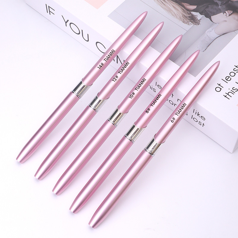 TIANMI Kolinsky akrilo nagų šepetėlių rinkinys šviesiai rožinės spalvos dizaino akrilo pudrinis nagų priauginimas 3D raižytas nagas namų ruošai pradedantiesiems