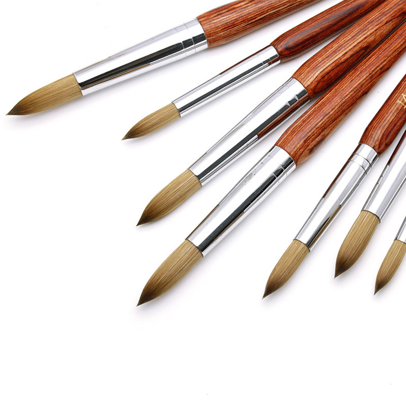 TIANMI Kolinsky nagų šepetėlis su ovalia medžio rankena Kolinsky plaukai, medinė rankena – naudokite manikiūrui kurti 8-24 dydis