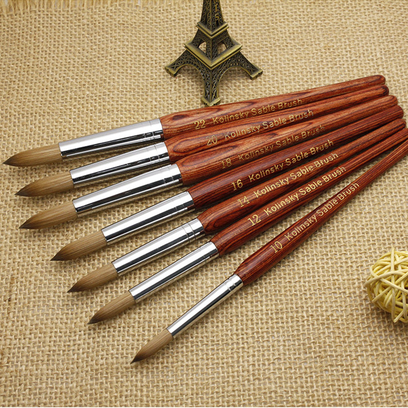 TIANMI Kolinsky nagų šepetėlis su ovalia medžio rankena Kolinsky plaukai, medinė rankena – naudokite manikiūrui kurti 8-24 dydis