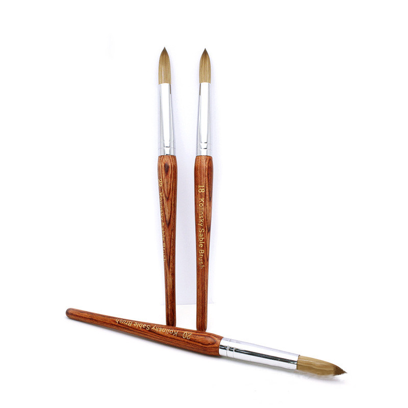 TIANMI Kolinsky nagų šepetėlis su ovalia medžio rankena Kolinsky plaukai, medinė rankena – naudokite manikiūrui kurti 8-24 dydis