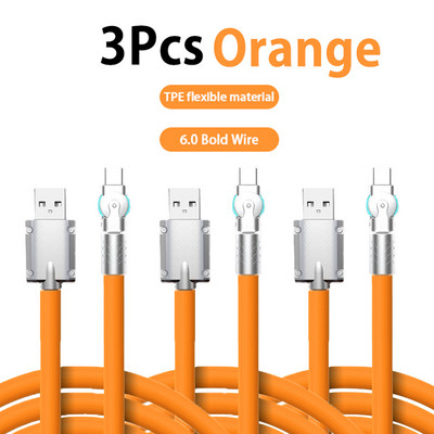 180° pasukamas 120w itin greito įkrovimo laidas skysto silikono mobiliesiems žaidimams USB Type-C įkrovimo alkūninis laidas skirtas Xiaomi iPhone Huawei