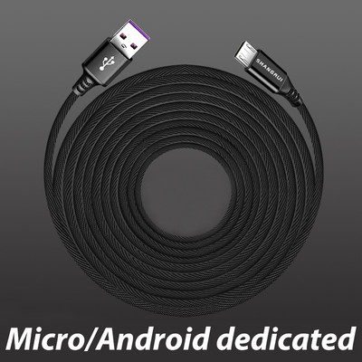 3 m / 5 m / 8 m kelių ilgių mikro USB laidas, greitas įkrovimas, efektyvus PVC apsauginis laidas, skirtas Micro Android Xiaomi telefono laidui