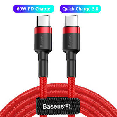 „Baseus“ USB C – C tipo USB laidas, skirtas „Xiaomi Redmi Note 8 Pro Quick Charge 4.0 PD 100W“ greitas įkrovimas, skirtas „MacBook Pro“ įkrovimo kabeliui