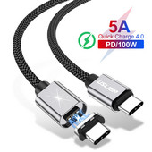USLION 5A mágneses USB Type C – USB C kábel MacBook 100W PD szupergyors töltő USB-C Type-C vezetékhez Xiaomi Samsung Note-hoz
