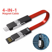 4 v 1 USB kábel s príveskom na kľúče, magnetický krátky kábel, nabíjačka powerbanky, micro USB typu C, kábel pre smartfón, USB-C, PD nabíjací kábel s OTG