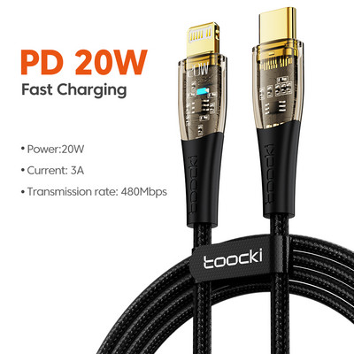 Καλώδιο USB C PD Toocki 20W για iPhone 14 13 11 12 Pro Max XR XS iPad Γρήγορη φόρτιση USB Τύπου C σε καλώδιο Lightning Data Cabo Charge