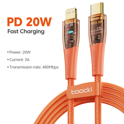 Καλώδιο USB C PD Toocki 20W για iPhone 14 13 11 12 Pro Max XR XS iPad Γρήγορη φόρτιση USB Τύπου C σε καλώδιο Lightning Data Cabo Charge