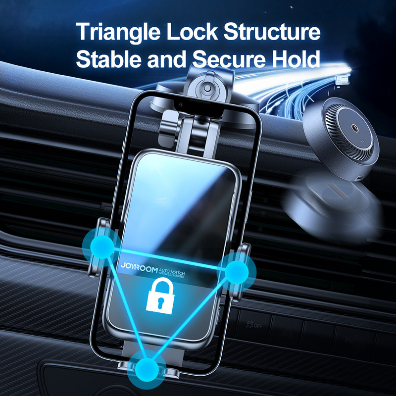Suport telefon pentru mașină cu încărcare fără fir Joyroom Suport telefon pentru încărcare rapidă de 15 W în mașină Încărcător pentru mașină pentru iPhone Xiaomi Huawei Samsung