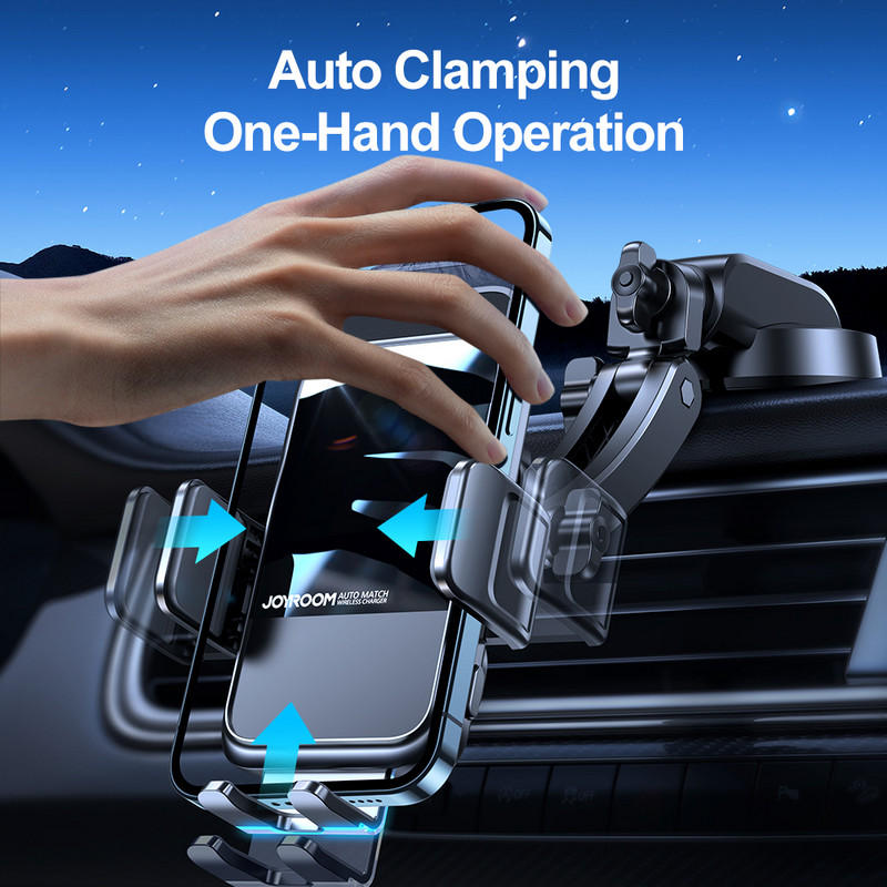 Suport telefon pentru mașină cu încărcare fără fir Joyroom Suport telefon pentru încărcare rapidă de 15 W în mașină Încărcător pentru mașină pentru iPhone Xiaomi Huawei Samsung
