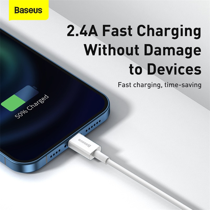 Baseus USB kábel iPhone 12 11 Pro Max Xs X 8 Plus 2.4A gyorstöltő kábel iPhone 5s 6s 7 SE töltőkábel USB adatvonalhoz