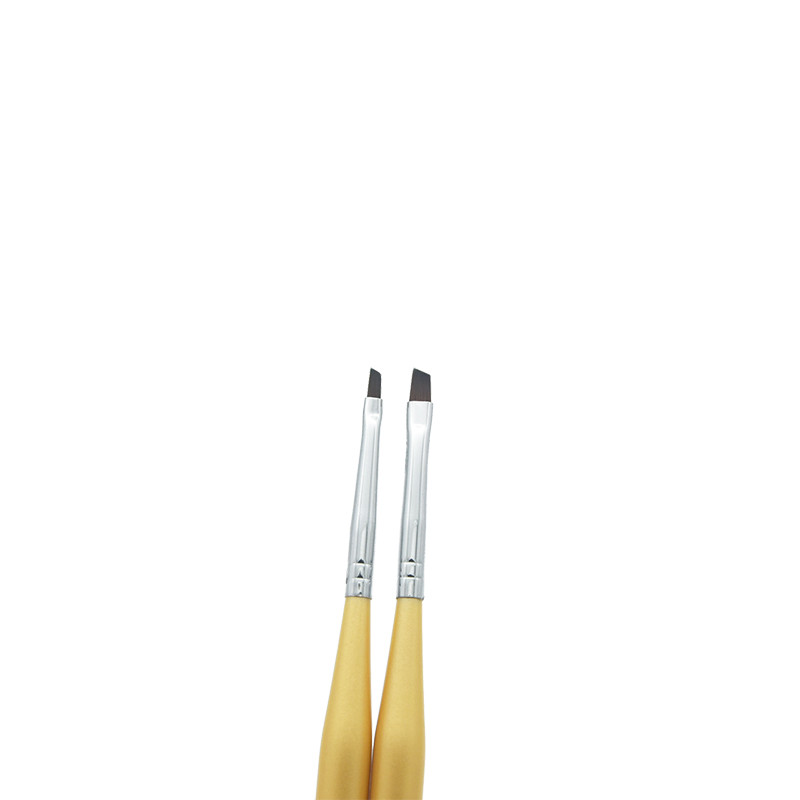 AKiHi 2db/szett Arany Nyelű Szögletes Lapos Ecsetek Nail Art 3D Design Festés Rajz Toll Lakk Gél UV Manikűr