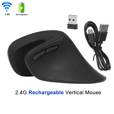 2.4G vezeték nélküli függőleges egér Ergonomikus optikai újratölthető USB vevő Mauce 3200 állítható DPI egér PC számítógépes laptophoz
