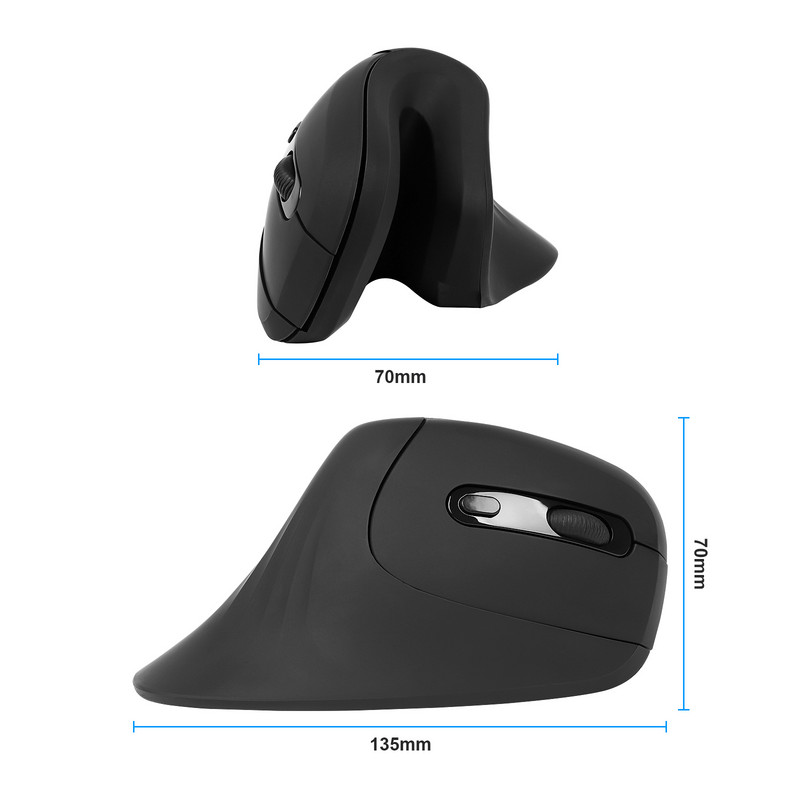 2.4G vezeték nélküli függőleges egér Ergonomikus optikai újratölthető USB vevő Mauce 3200 állítható DPI egér PC számítógépes laptophoz