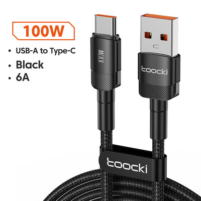 Toocki 6A 100W USB C Καλώδιο γρήγορης φόρτισης Τύπου C Καλώδιο δεδομένων γρήγορης φόρτισης για Huawei P30 Pro Samsung Xiaomi Realme Oneplus Poco F3