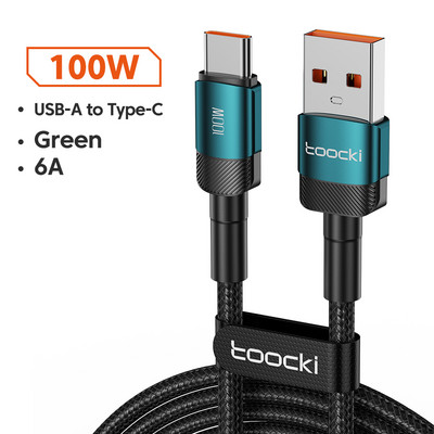 Toocki 6A 100W USB C Καλώδιο γρήγορης φόρτισης Τύπου C Καλώδιο δεδομένων γρήγορης φόρτισης για Huawei P30 Pro Samsung Xiaomi Realme Oneplus Poco F3