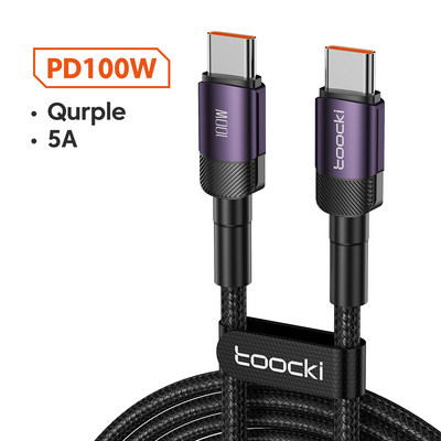 Toocki 6A 100W USB C Καλώδιο γρήγορης φόρτισης Τύπου C Καλώδιο δεδομένων γρήγορης φόρτισης για Huawei P30 Pro Samsung Xiaomi Realme Oneplus Poco F3