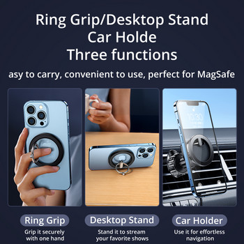 Joyroom Finger Ring Μαγνητική θήκη τηλεφώνου Μεταλλική 3 σε 1 Πολυλειτουργική βάση για κινητό τηλέφωνο Θήκη τηλεφώνου αυτοκινήτου για Iphone 12 13 Pro