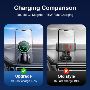 Joyroom 15W бърз магнитен държач за телефон за кола Безжично зарядно устройство за iPhone 14 13 12 Series Qi зареждане държач за кола за Samsung Huawei