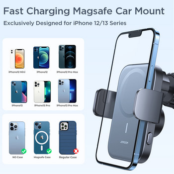 Joyroom Qi Ασύρματη θήκη τηλεφώνου γρήγορης φόρτισης αυτοκινήτου Μαγνητική αυτόματη βάση Hands-free βάσης αυτοκινήτου για τηλέφωνο αυτοκινήτου για iPhone 13 12 Pro Max