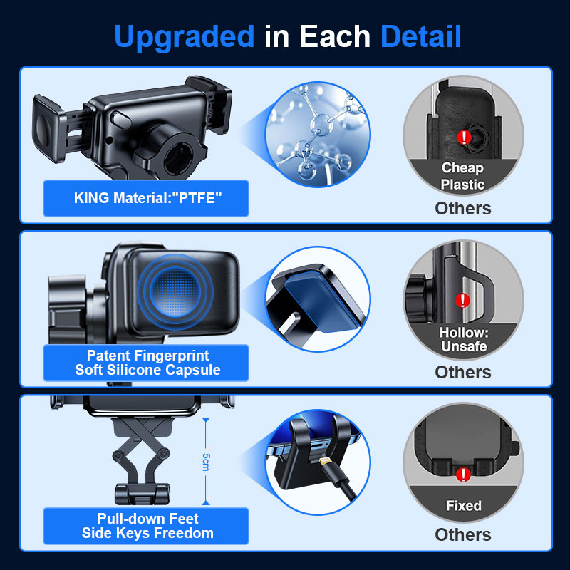 Joyroom Univerzalni držač za telefon u automobilu, stalak za zakrivljenu šipku od 4,7-6,8 inča, telefon sa jakim stezanjem, podrška za većinu telefona