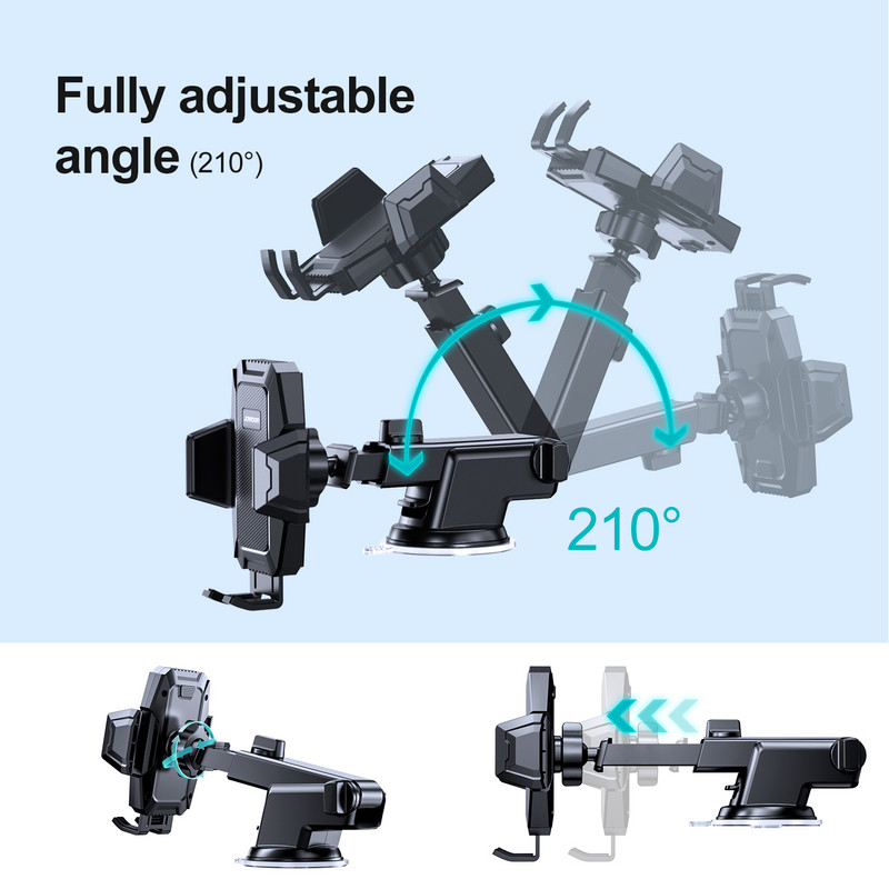 Joyroom univerzalni držač za telefon u automobilu sa super stabilnošću, 360° podesiv držač za telefon bez ruku, za automobil za veliki telefon od 4,7 do 7,6 inča