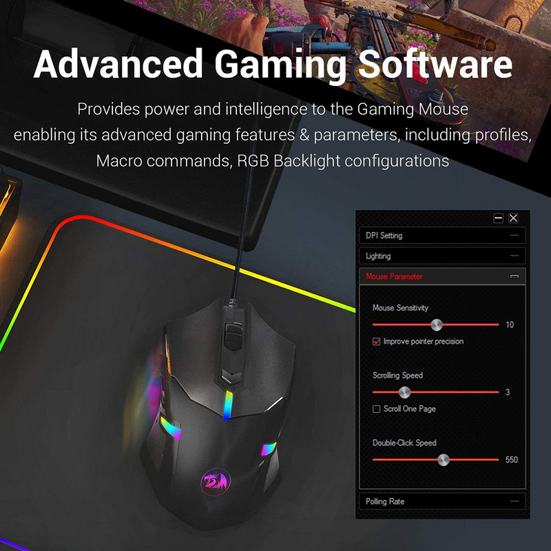 Miš za igre Računalni ergonomski miš USB Žičani miš za igre 7200 DPI Gamer Mause Optičko RGB pozadinsko osvjetljenje 8 tipki za prijenosno računalo