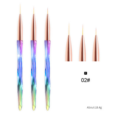 3 db Gradient Crystal körömkefe készlet vonalrajzoló rácshoz akril körömdíszítő bélés festőtoll barkácsolás UV gél ecsetek manikűr eszközök