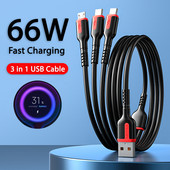 66W 6A 3 u 1 Kabel za brzo punjenje tipa C Mikro USB kabel za Huawei Xiaomi Redmi POCO Dodaci za mobilne telefone Punjač USB C kabel
