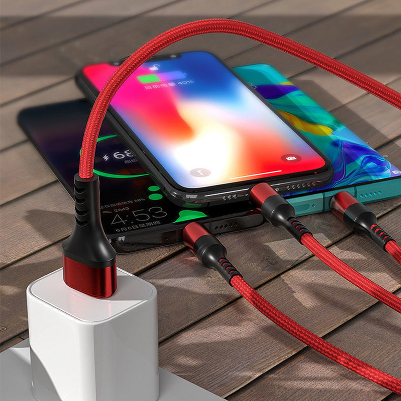 3 v 1 kábel USB-C s rýchlym nabíjaním pre Samsung Xiaomi Redmi Realme OPPP OnePlus pre mobilný telefón so systémom Android a prenosom dát