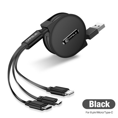 Cafele Καλώδιο USB Xiaomi 3 σε 1 Micro Type-c για iPhone Καλώδιο φορτιστή Φορητό ανασυρόμενο καλώδιο γρήγορης φόρτισης για καλώδιο φορτιστή Huawei