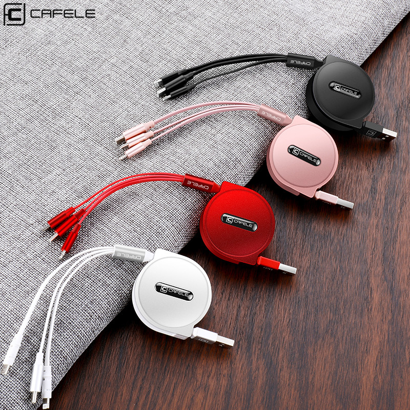 Cafele Καλώδιο USB Xiaomi 3 σε 1 Micro Type-c για iPhone Καλώδιο φορτιστή Φορητό ανασυρόμενο καλώδιο γρήγορης φόρτισης για καλώδιο φορτιστή Huawei