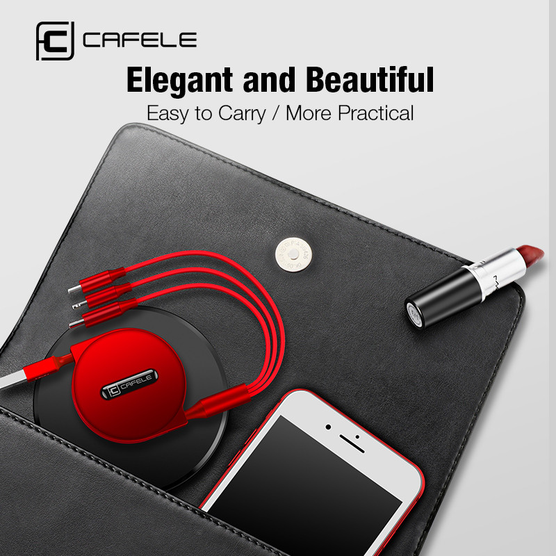 Cafele Καλώδιο USB Xiaomi 3 σε 1 Micro Type-c για iPhone Καλώδιο φορτιστή Φορητό ανασυρόμενο καλώδιο γρήγορης φόρτισης για καλώδιο φορτιστή Huawei