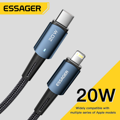 Essager PD 20W USB tipo C laidas, skirtas iphone 14 13 12 Pro Max Mini Xs Xr X 8 iPad MacBook greito įkrovimo įkroviklis Lightning Wire laidas