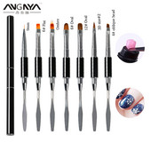 ANGNYA 1Pcs Dual Head Nail Art Akrilni UV Gel Extension Builder Olovka za crtanje Liner Kist Polygels Spatula Stick Alat za manikuru