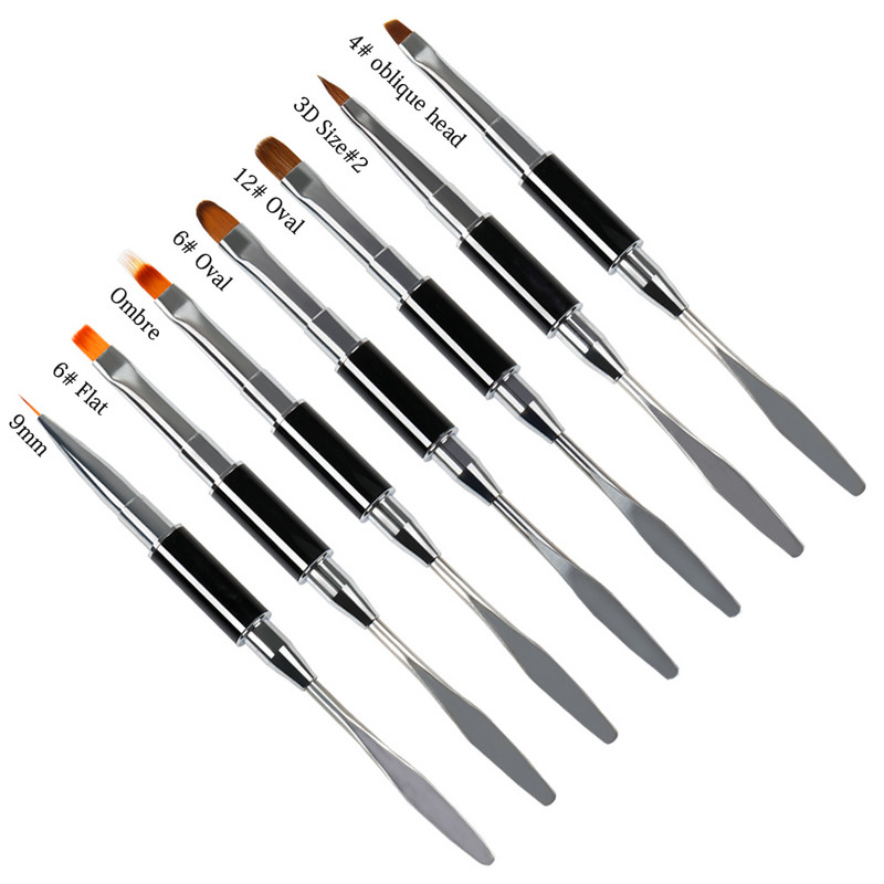 ANGNYA 1Pcs Dual Head Nail Art Akrilni UV Gel Extension Builder Olovka za crtanje Liner Kist Polygels Spatula Stick Alat za manikuru