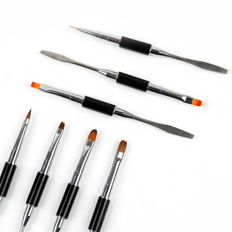ANGNYA 1Pcs Dual Head Nail Art Akrilni UV Gel Extension Builder Olovka za crtanje Liner Kist Polygels Spatula Stick Alat za manikuru