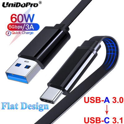 1M USB 3A Flat Type C Brzi podatkovni kabel za punjenje za Samsung S22 S21 S20 FE Xiaomi Redmi Note 11T 11 10 9T 9S 9 8 Pro Noodle kabel
