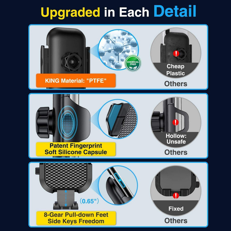 Joyroom pārnēsājams automašīnas tālruņa turētājs, garās rokas mobilais automašīnas turētājs tālrunim, automašīnas mobilais atbalsts, automašīnas statīvs priekš iPhone Samsung Xiaomi