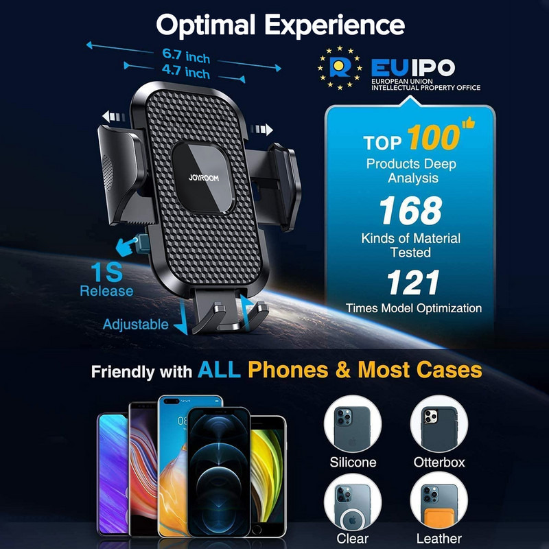 Joyroom pārnēsājams automašīnas tālruņa turētājs, garās rokas mobilais automašīnas turētājs tālrunim, automašīnas mobilais atbalsts, automašīnas statīvs priekš iPhone Samsung Xiaomi