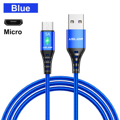 USLION 5A Micro USB kábel Gyors gyorstöltő kábel USB-Micro USB 2.0 Android töltőkábel Samsung Galaxy S7 S6 notebookhoz