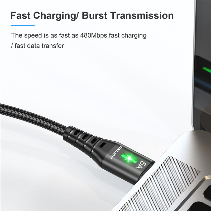USLION 5A Micro USB kábel Gyors gyorstöltő kábel USB-Micro USB 2.0 Android töltőkábel Samsung Galaxy S7 S6 notebookhoz