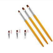 3 τμχ Golden Nail Art Μεταλλική λαβή Ακρυλικό UV Gel Extension Builder Ζωγραφική με Πέταλο Πινέλο Σχεδίου Εργαλεία μανικιούρ