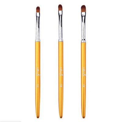 3 τμχ Golden Nail Art Μεταλλική λαβή Ακρυλικό UV Gel Extension Builder Ζωγραφική με Πέταλο Πινέλο Σχεδίου Εργαλεία μανικιούρ
