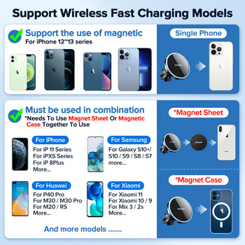 Joyroom15W Qi Magnetic Car Charger Wireless Charger Phone Support για iPhone 12 Pro Max Ασύρματη φόρτιση θήκη τηλεφώνου αυτοκινήτου για iPhone 12