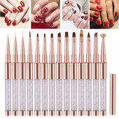 1 τεμ Kolinsky Sable Ακρυλικό πινέλο UV Gel Carving Pen Brush Liquid Powder DIY Nail Drawing Flat round Red Wood Nail Art Brush