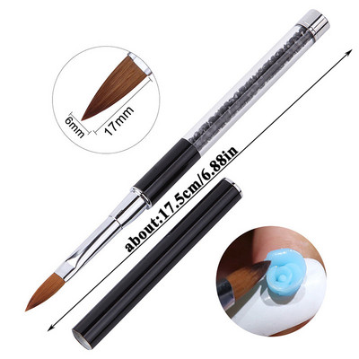 1 τεμ Kolinsky Sable Ακρυλικό πινέλο UV Gel Carving Pen Brush Liquid Powder DIY Nail Drawing Flat round Red Wood Nail Art Brush