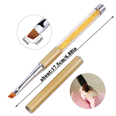1 τεμ Kolinsky Sable Ακρυλικό πινέλο UV Gel Carving Pen Brush Liquid Powder DIY Nail Drawing Flat round Red Wood Nail Art Brush