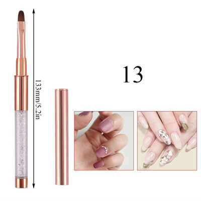 1 τεμ Kolinsky Sable Ακρυλικό πινέλο UV Gel Carving Pen Brush Liquid Powder DIY Nail Drawing Flat round Red Wood Nail Art Brush